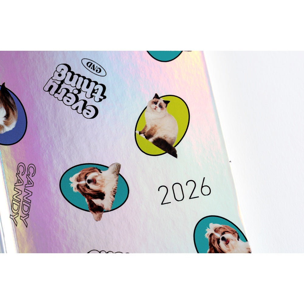 Hobonichi Techo 2026 Weeks : Candy Stripper: Random Dog & Cat (Aurora)