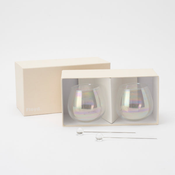 Babble Glass with Glass Stirrers / Set of 2