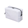 Nähe Soft Grid Pouch in Clear, a boxy grid-textured zip pouch with black zipper and side slip pocket.