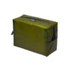 Nähe Soft Grid Pouch in Green, a boxy grid-textured PVC case with black zipper and side pull tab.