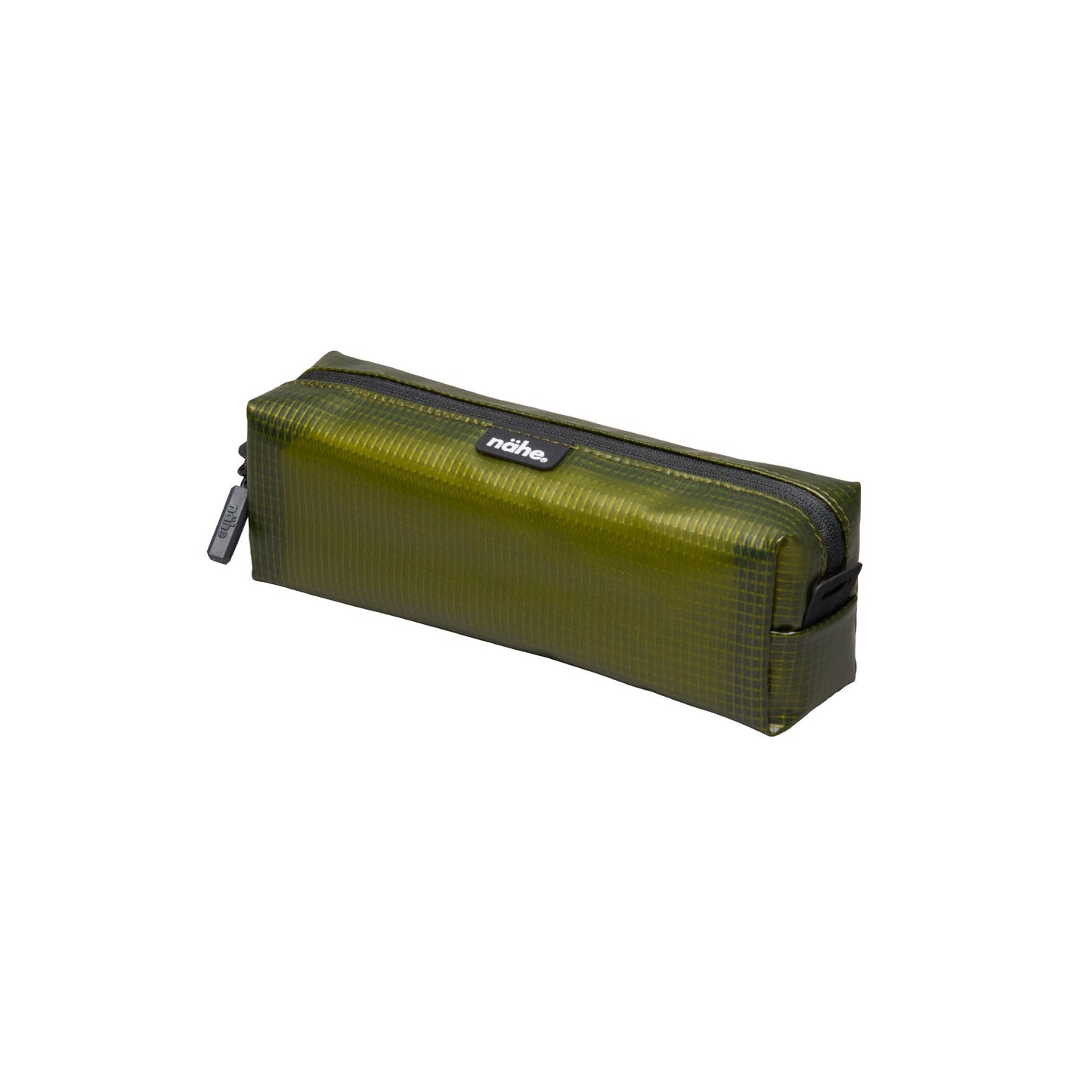 Nähe Soft Grid Pouch in Green, a rectangular grid-textured zip case with dark zipper and pull tab.