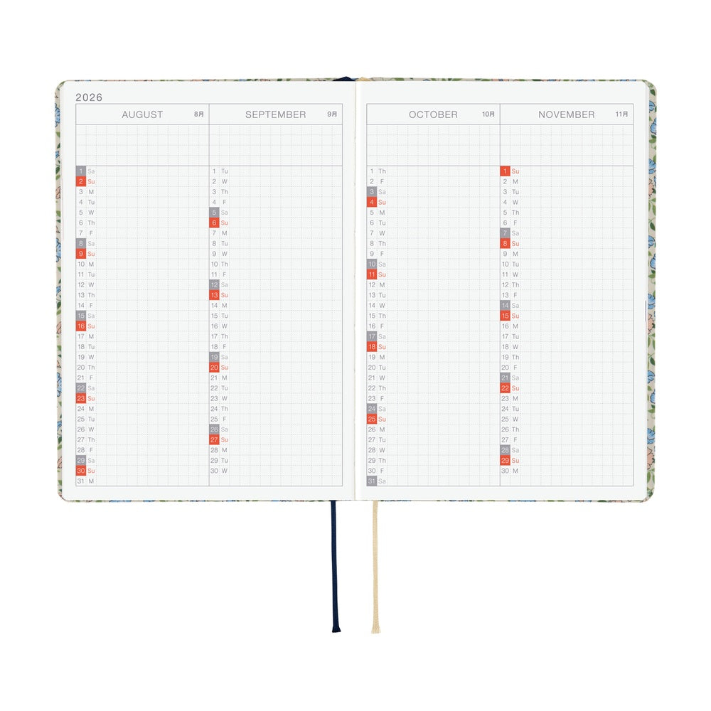 Hobonichi Techo 2026 HON A6 : Liberty Fabrics: Sasha Kiora